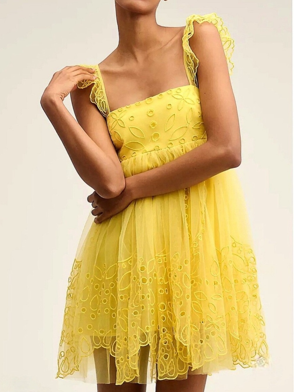 Anthropologie Let Me Be Eyelet Tulle Mini Dress - Picture 2 of 6
